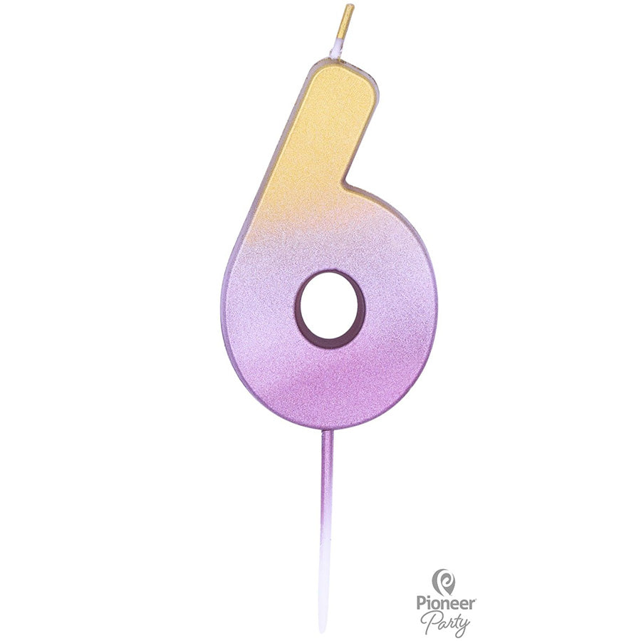 Κερί Νούμερο 6 Ροζ Χρυσό Ombre