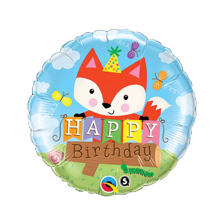 Μπαλόνι Foil Happy Birthday αλεπού 45εκ