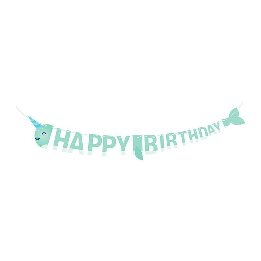 Γιρλάντα Happy Birthday Narwhal Party Φάλαινα