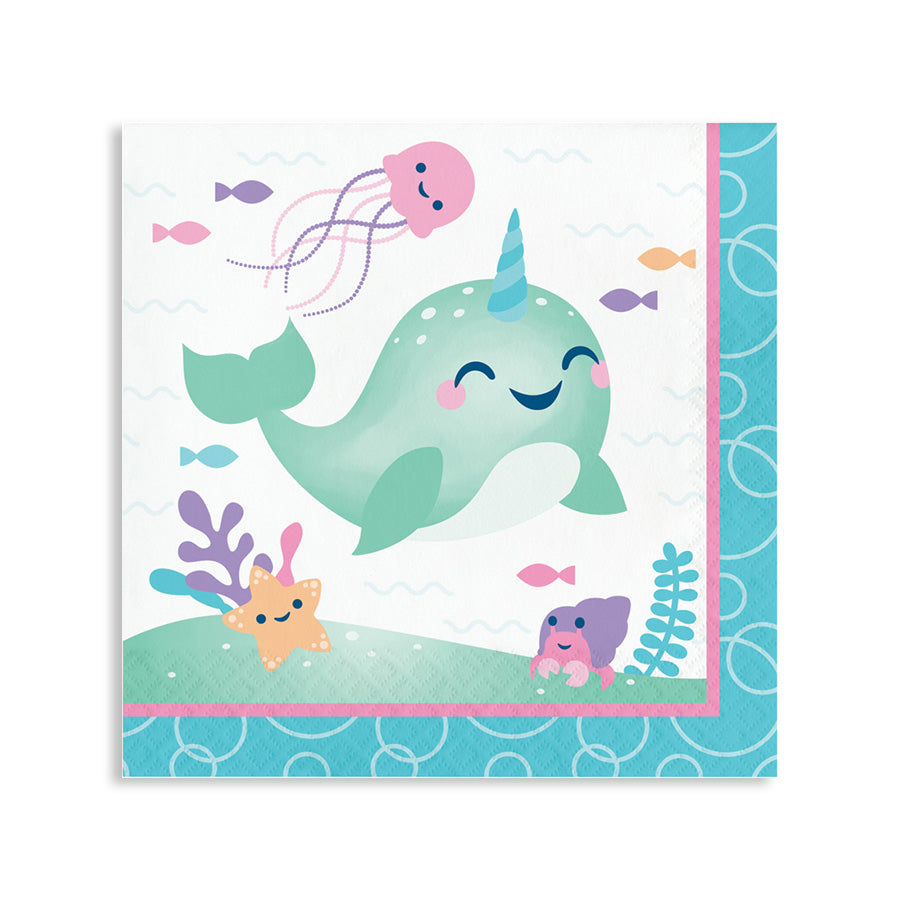 Χαρτοπετσέτες μεγάλες Narwhal Party 16x16εκ
