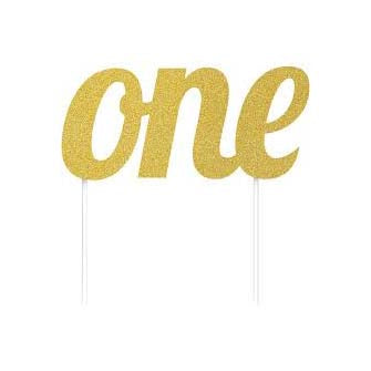 Διακοσμητικό τούρτας ONE χρυσό γκλίτερ 1τεμ