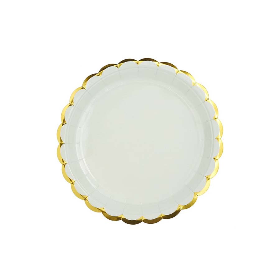 Χάρτινο πιάτο χρυσό συννεφάκι λευκό 10τεμ