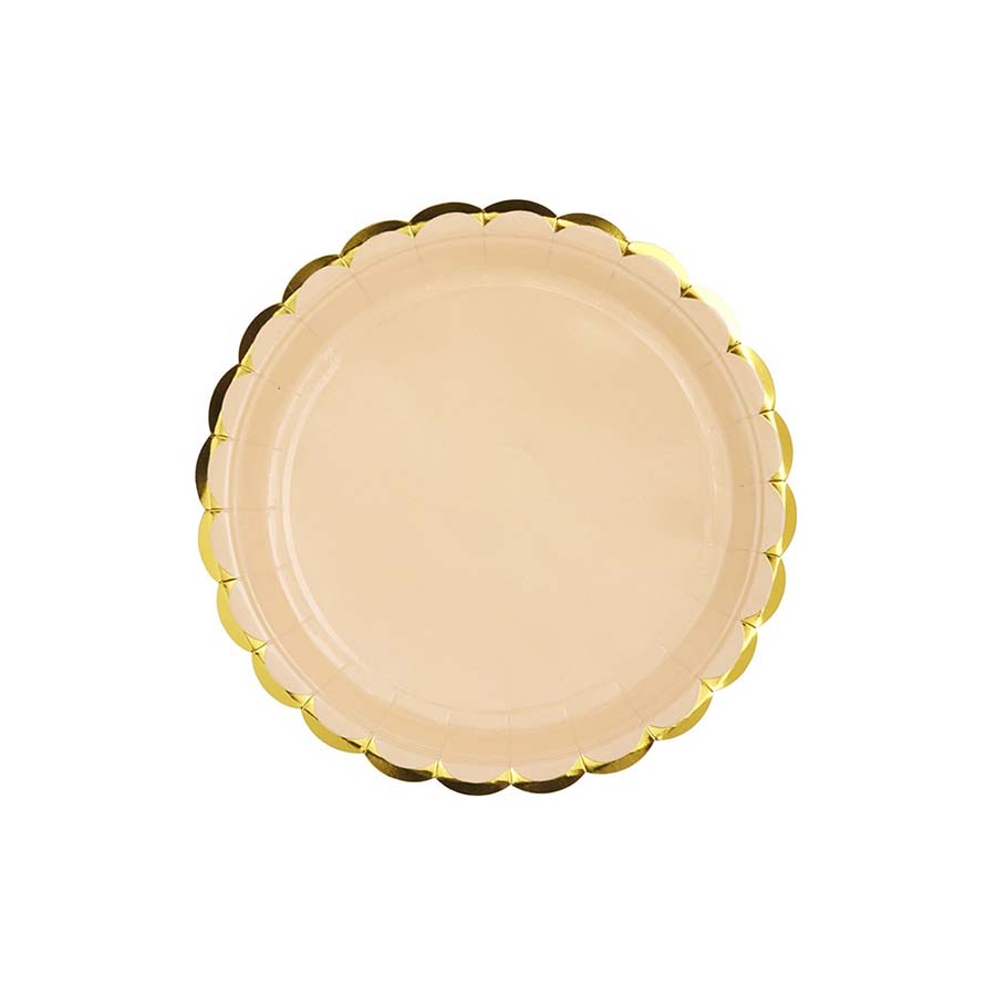 Χάρτινο Πιάτο Χρυσό Συννεφάκι Σομόν 10τεμ.