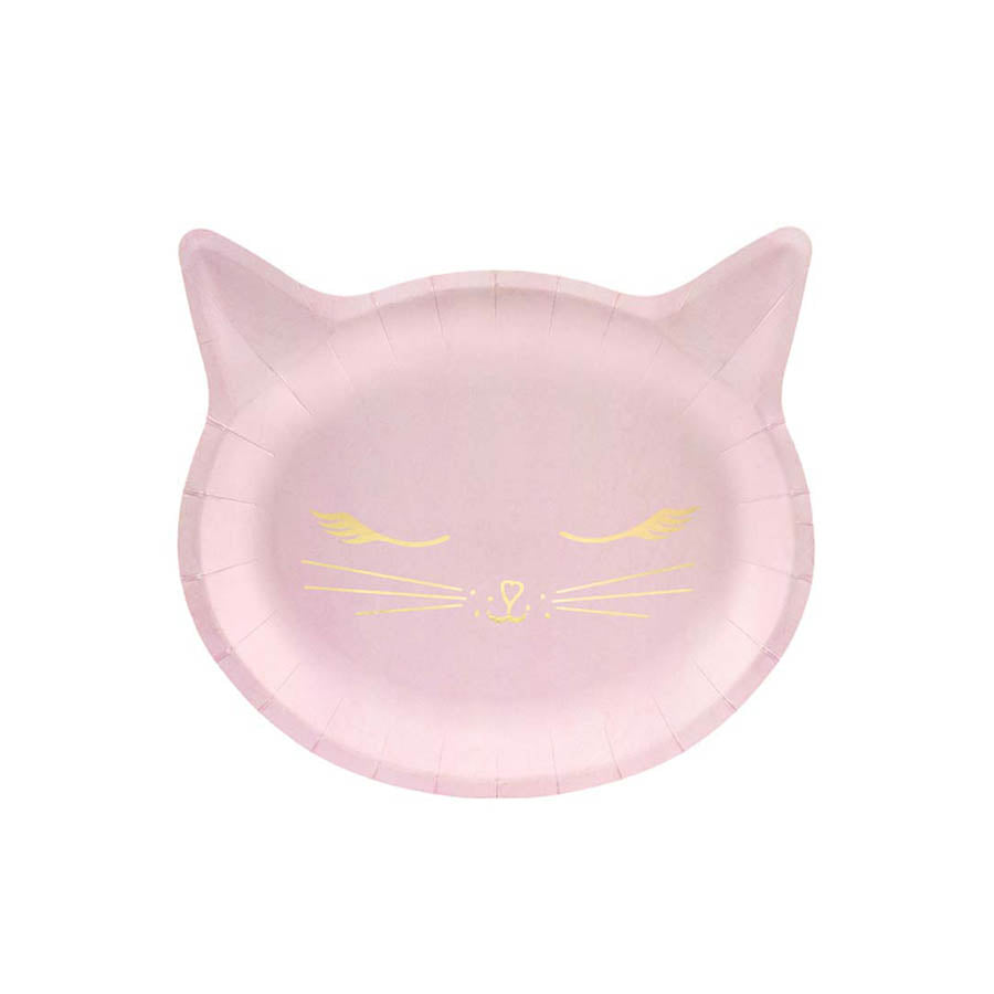 Χάρτινα πιάτα ροζ γάτα 22x20εκ 6τεμ