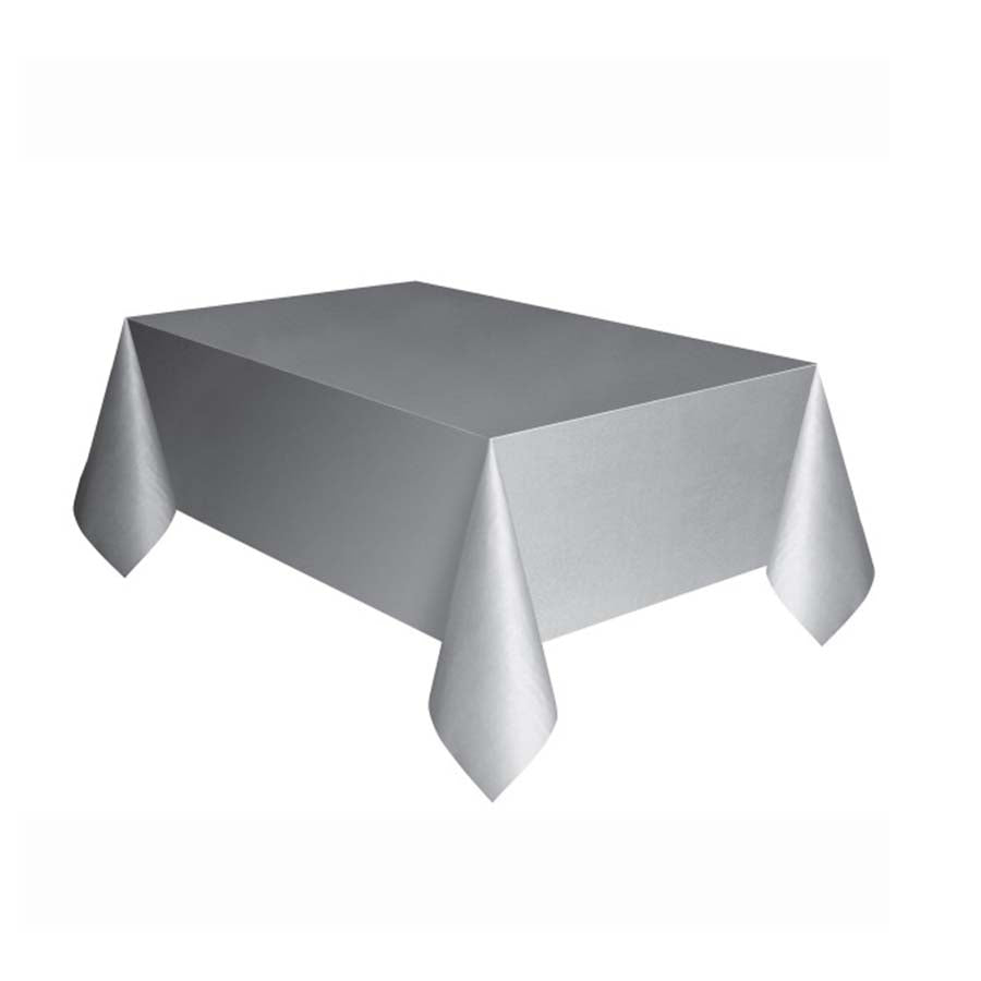 Τραπεζομάντηλο πλαστικό ασημί 1.37x2.74m