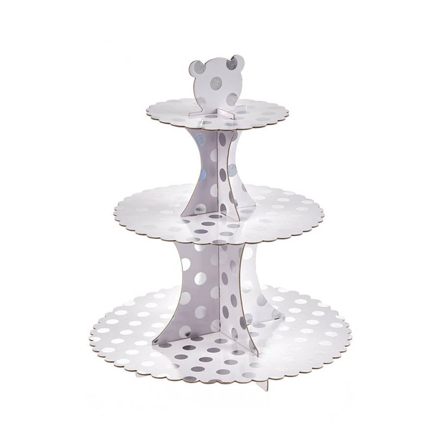 Σταντ για cupcakes ασημί πουά μεταλλιζέ