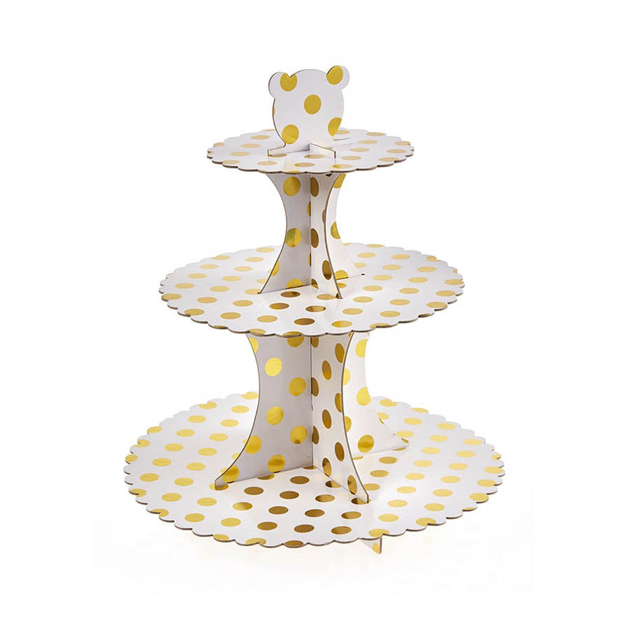 Σταντ για cupcakes χρυσό πουά μεταλλιζέ