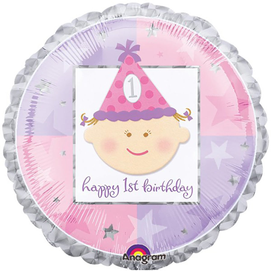 Μπαλόνι Φοιλ Στρογγυλό Πρώτα Γενέθλια Ροζ
