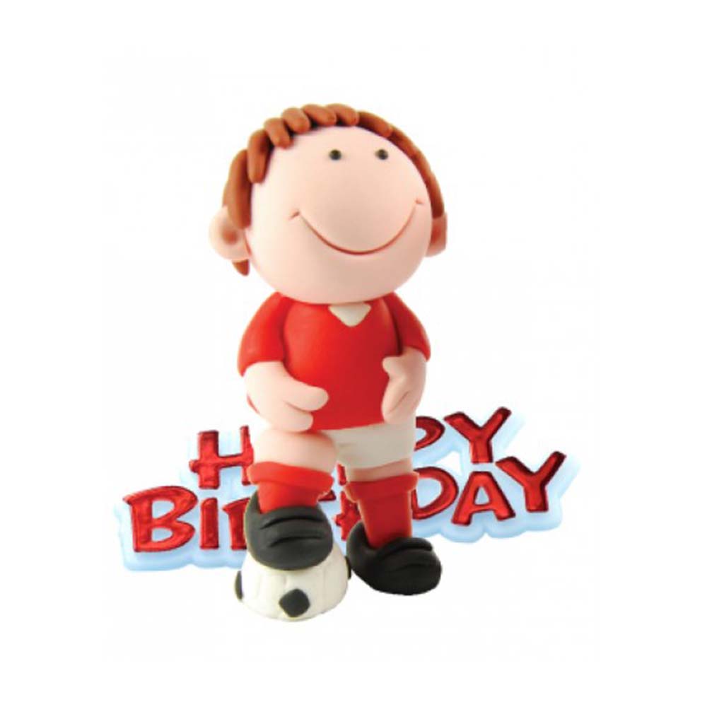 Διακοσμητικό τούρτας κόκκινος ποδοσφαιριστής 75mm