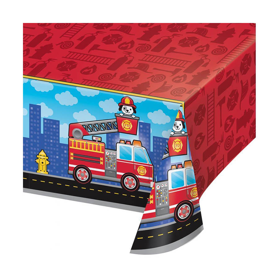 Πλαστικό τραπεζομάντηλο Flaming Fire Truck 137x260εκ