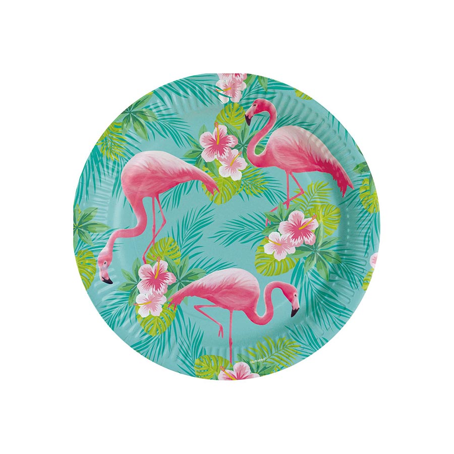 Πιάτα χάρτινα φαγητού Flamingo Paradise (8 τεμ)
