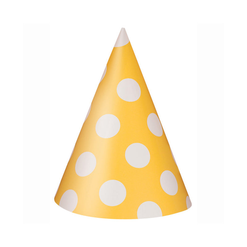 Χάρτινα καπελάκια για πάρτι κίτρινο πουά