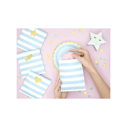 Σακουλάκια Δώρου Ριγέ Σιέλ 13x14cm 6 τεμ