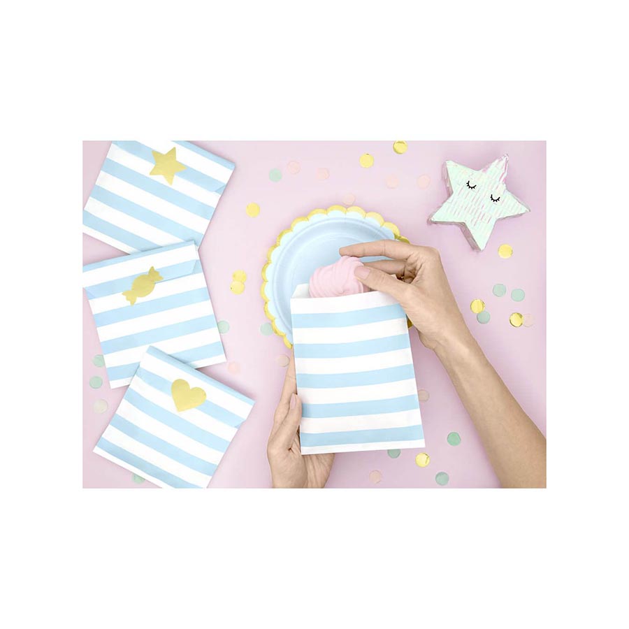 Σακουλάκια Δώρου Ριγέ Σιέλ 13x14cm 6 τεμ