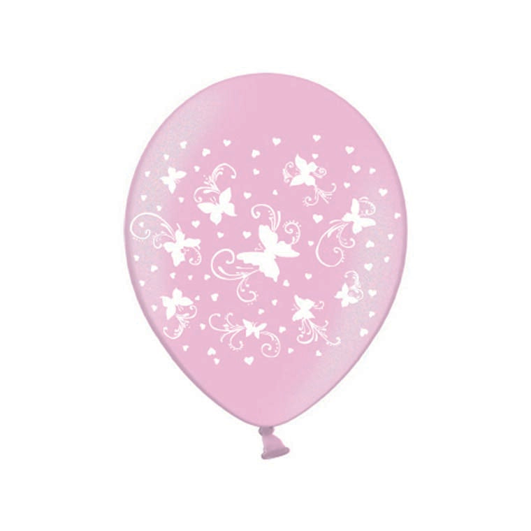 Σετ μπαλόνια ροζ με πεταλούδες 6τεμ