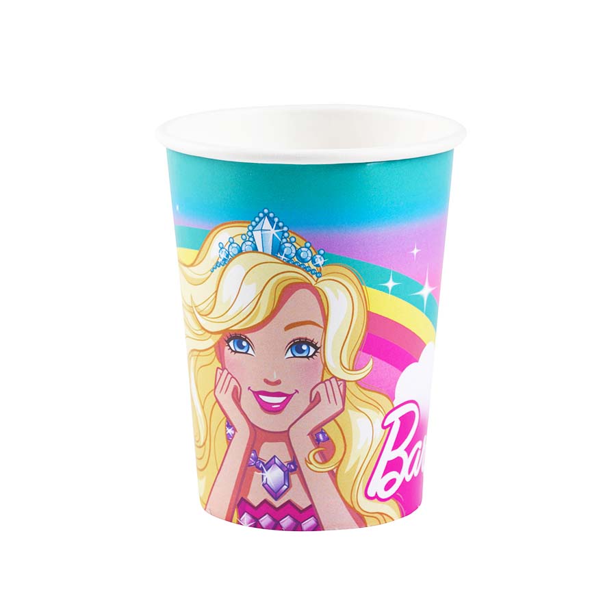 Χάρτινα ποτήρια με θέμα Barbie 8τεμ
