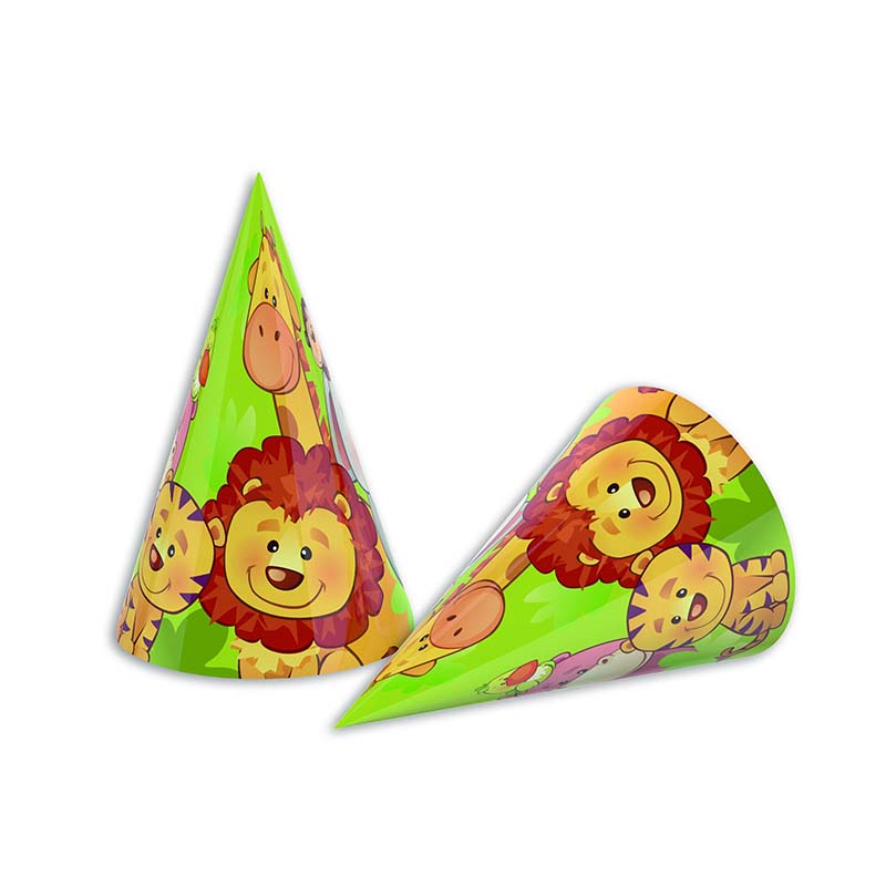 Χάρτινα καπελάκια ζωάκια ζούγκλας 6τεμ