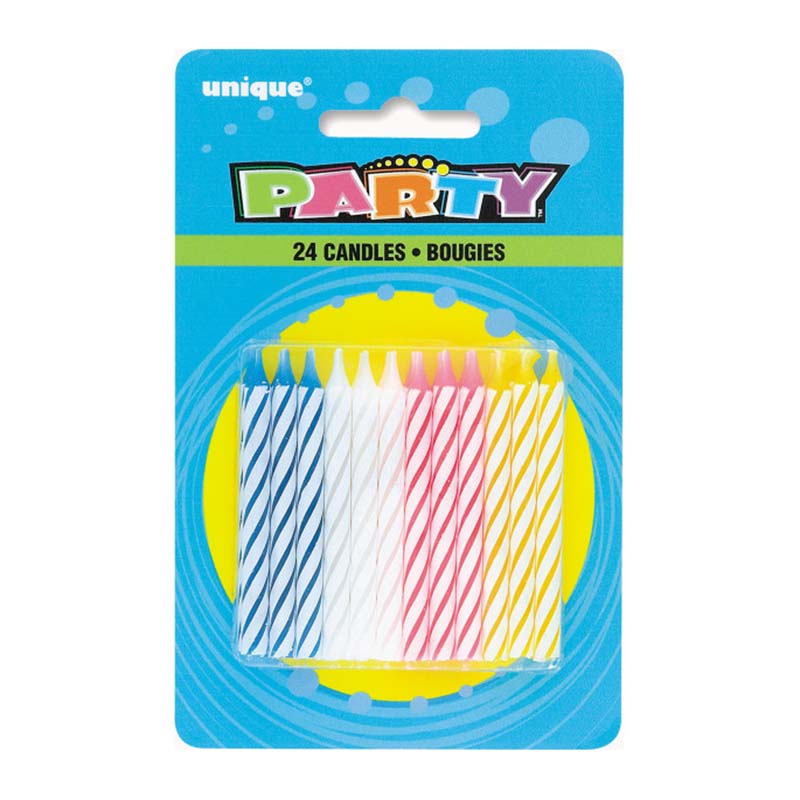 Κεράκια χρωματιστά με σπιράλ σχέδιο 24τεμ