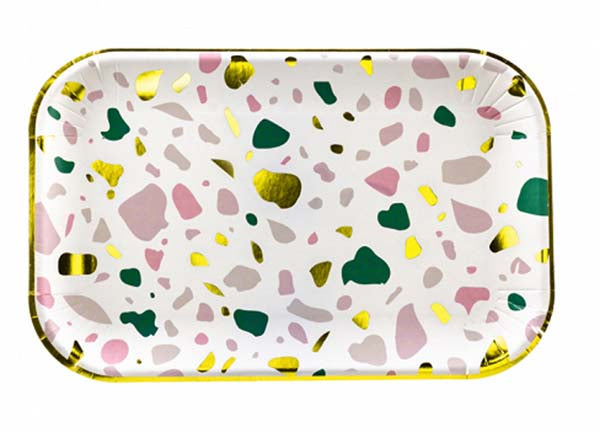 Πιάτα μικρά πολύχρωμα με χρυσό περίγραμμα 6τεμ.