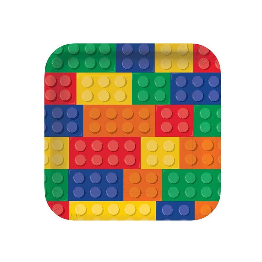 Χάρτινο πιάτο φαγητού με θέμα τουβλάκια 23εκ