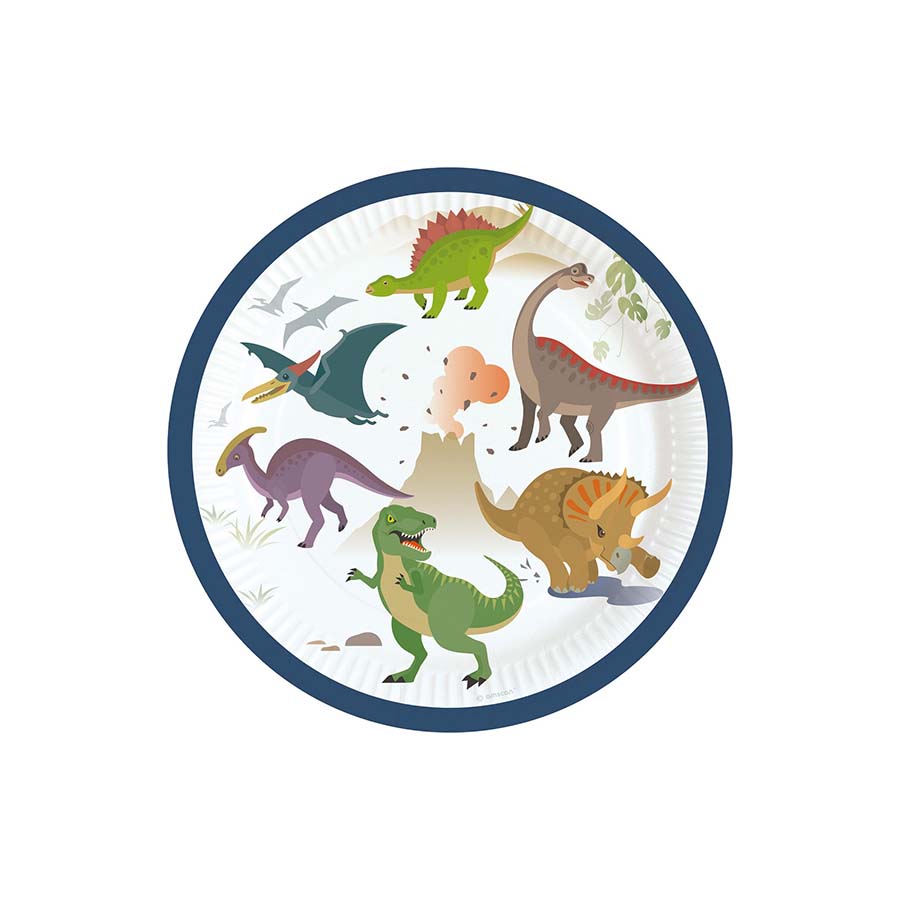 Πιάτα γλυκού με θέμα Happy Dinosaur 8τεμ