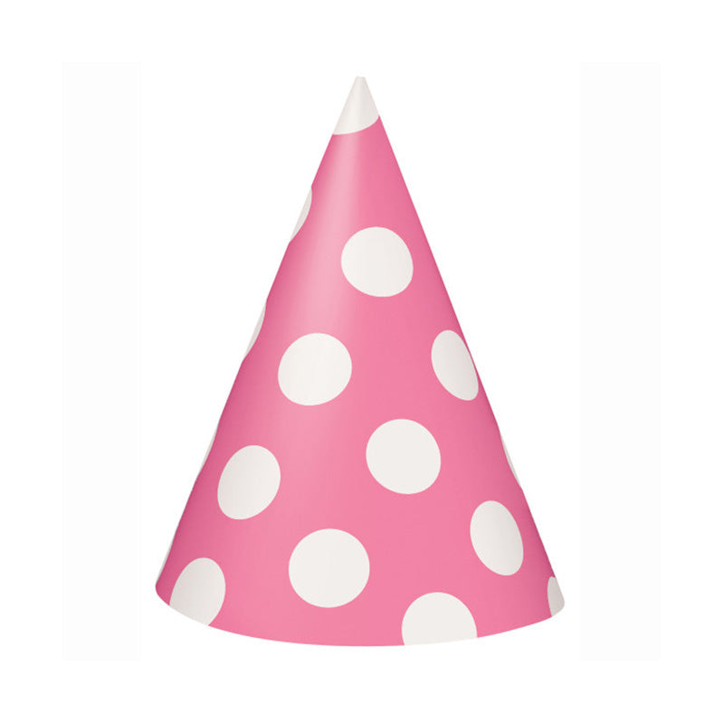 Χάρτινα καπελάκια για πάρτι ροζ πουά